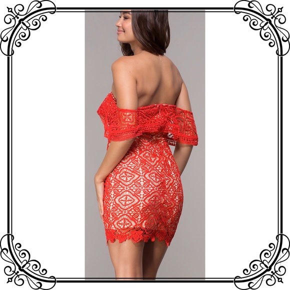 🆕NWT Trendy & Sexy Red Lace Off Shoulder Dress - Picture 3 of 8